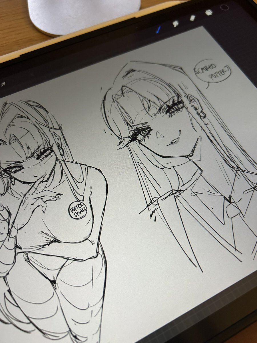 ABottleofStars's tweet photo. Idk if I’ll have time to finish but I wanted to draw bratty fem malfoy too👉👈 https://t.co/txbLkNuaPq