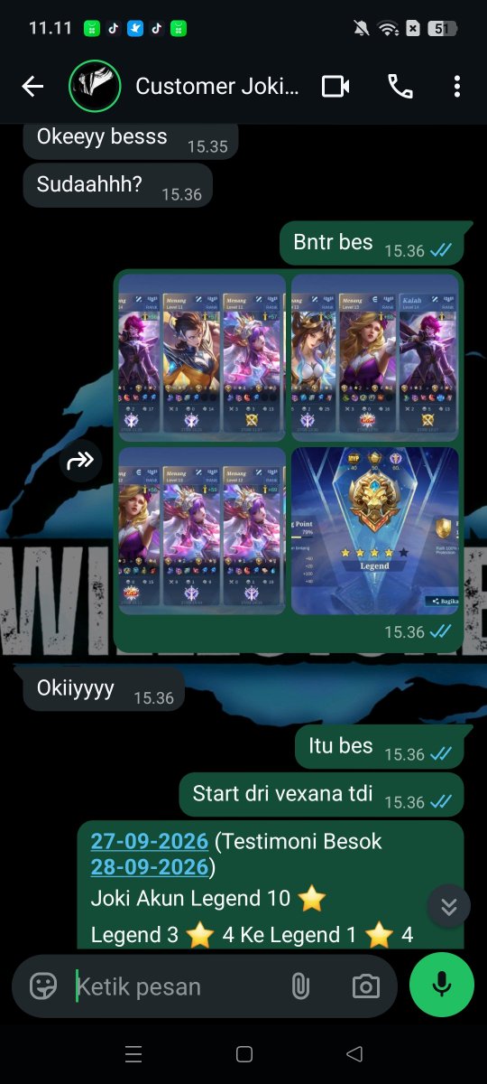 willzstoreml's tweet photo. 29-09-2026 
Testimoni Joki Akun Legend 10 ⭐ 
Legend 3 ⭐ 4 Ke Legend 1 ⭐ 4
Req : Mid

Yang mau Joki ML / Joki Akun Bisa Langsung WA ya :
Epic 4K / ⭐
Legend 5K / ⭐
Mythic 7,5K / ⭐ https://t.co/ZqxCibOGW2
