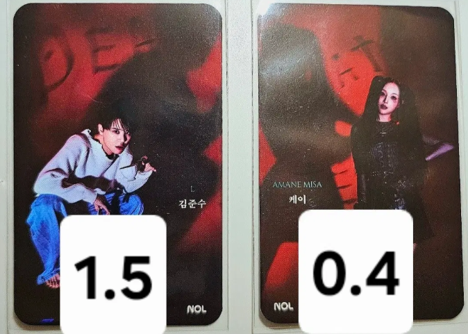 exchangeandsale's tweet photo. 뮤지컬 데스노트 4연 3/19공연 nol전관 놀전관 포카 포토카드 양도

-김준수 시아준수 엘(L) 役 1.5 > 1.4
-러블리즈 케이 미사 役 0.4 > 0.3

받고 나서 바로 슬리브에 넣고 보관만 했습니다.
2장 일괄 시 반택포 1.7에 드려요!

GS반값 +0.2, 일반 +0.4(CU,준등기❌)
디엠 주세요! https://t.co/UnnMw2z4yW