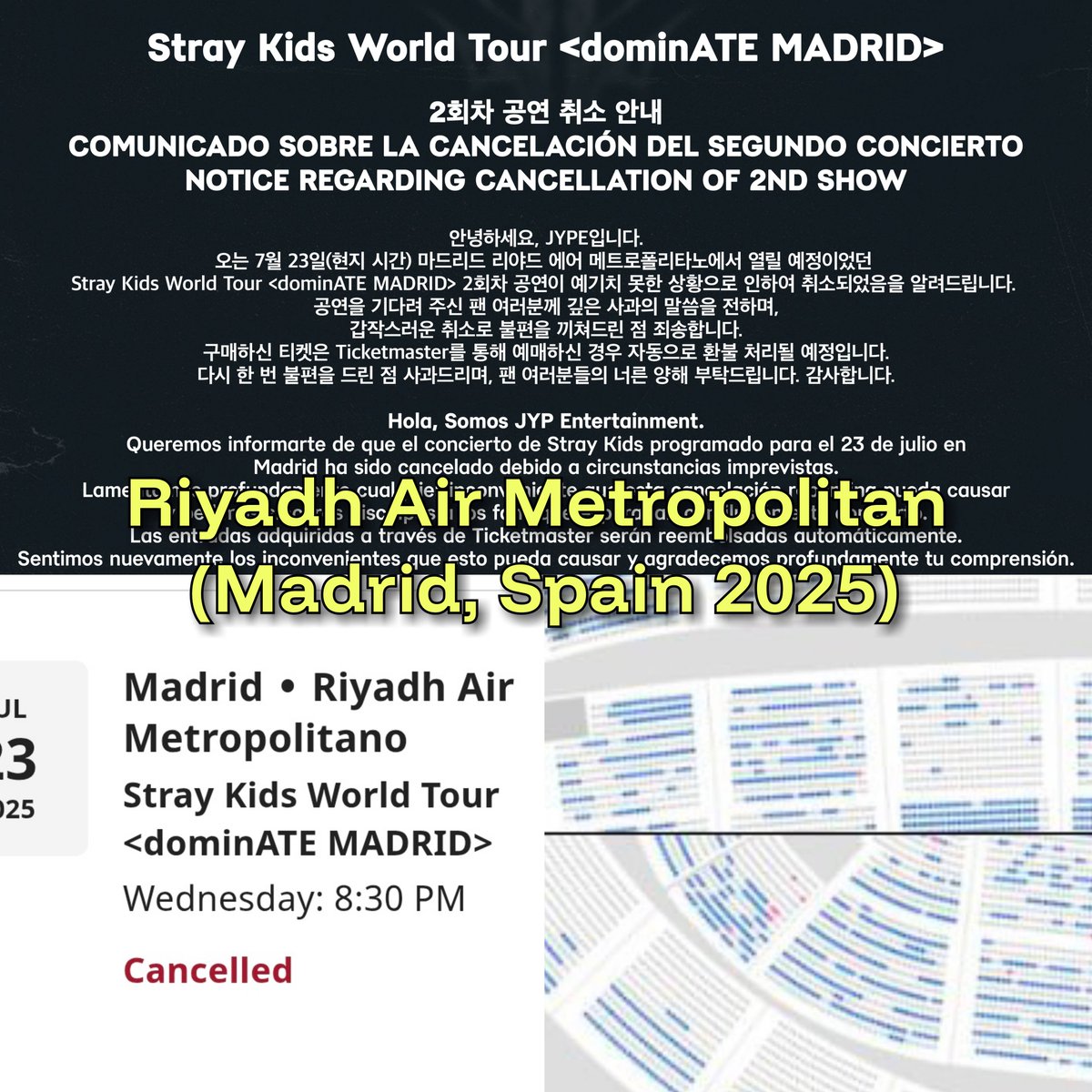 babyblue_over's tweet photo. Despite their fans claiming skz doing better than twice... Comparing both group, skz is the only one to canceled a stadium show and downgraded a stadium to arena cuz it's not selling well 💀 https://t.co/Omi8R7poxN