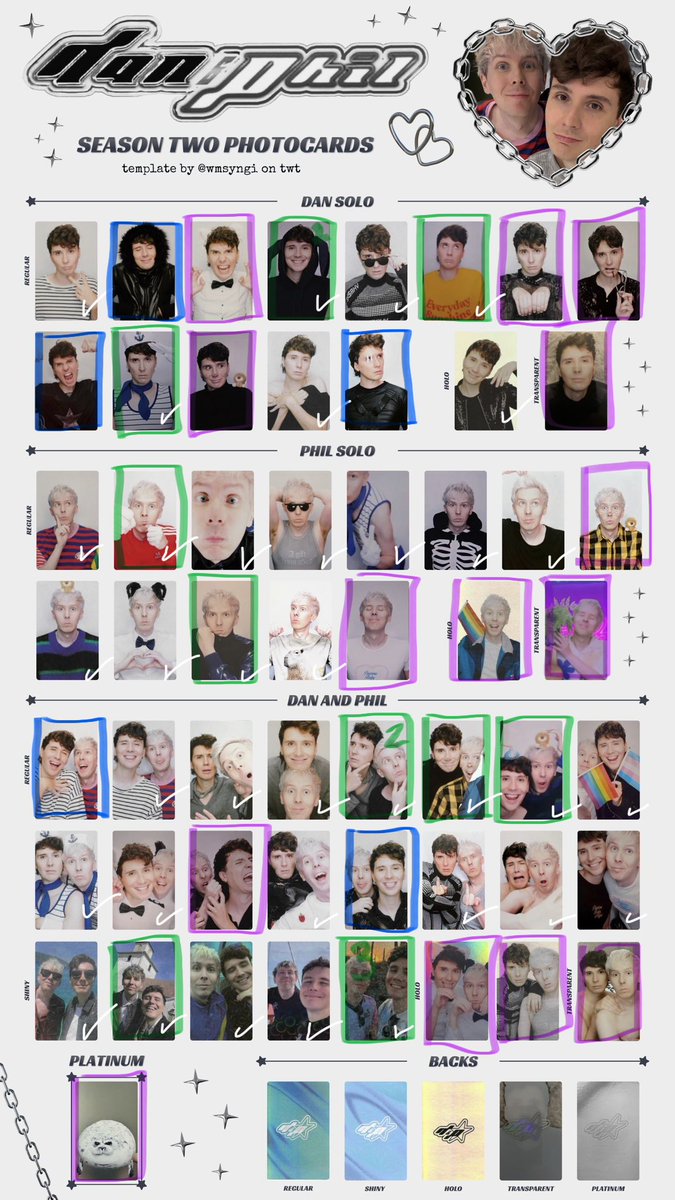CorvusChronicle's tweet photo. new set of dan and phil photocard trades :)) 
💚trading
💙ISO
💜DISO
☑️have
and i still have s2 trades willing to mix and match 
@dnptrades @phanniehub https://t.co/bTr1xOv0zx