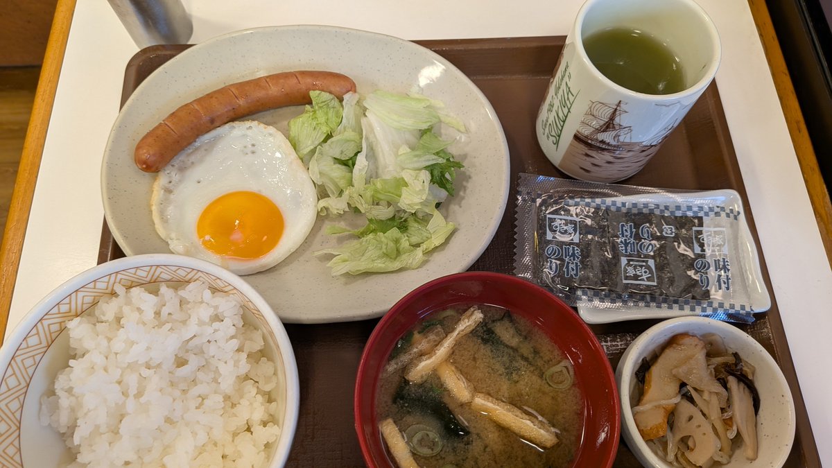 apollokosaba's tweet photo. 孤独のグルメリポート 
20260929

すき家 のモーニングでちょっと早めのランチ

朝すきの ソーセージエッグ定食ごはんミニ¥440 をオーダー。

#孤独のグルメ
#すき家
#きのう何食べた
#グルメ
#ソロメシ
#ランチ

15684 https://t.co/zpMAuwK38d