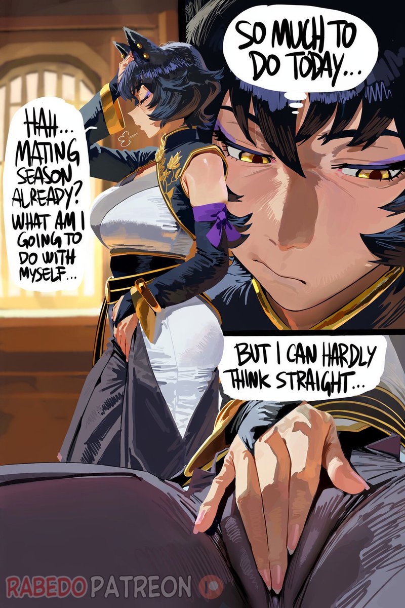 Rabedo_'s tweet photo. It was mating season in Menagerie, and Kali Belladonna was itching to get fucked before she went crazy. Unfortunately for her, her beloved husband was too busy to take care of that hunger. Even more unfortunately for Ghira, someone else was ready to take advantage of that lapse in his wife’s defenses…

Full uncensored comic on the patreon ♡

#rwby #kalibelladonna #kali #hypnosis