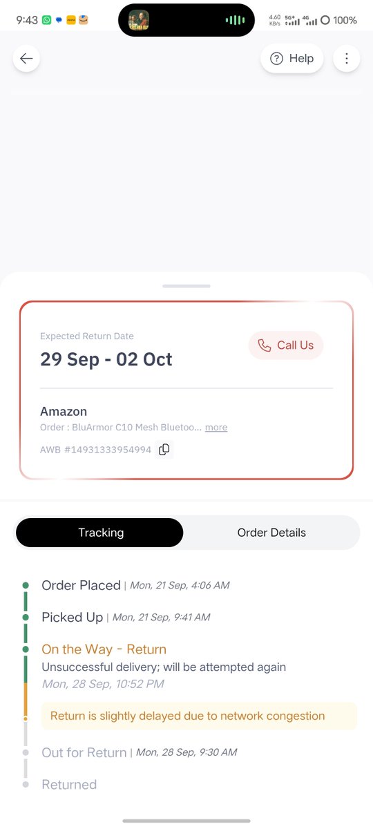 Akhil6009's tweet photo. @Delhivery You picked up my return on 21 Sep, but it still hasn’t been delivered to the seller. Since 26 Sep, it keeps showing “Out for Return to Seller” followed by “Unsuccessful Return.” Because the return hasn’t been delivered, my money got stuck in amazon. https://t.co/YCfCjtMP4K