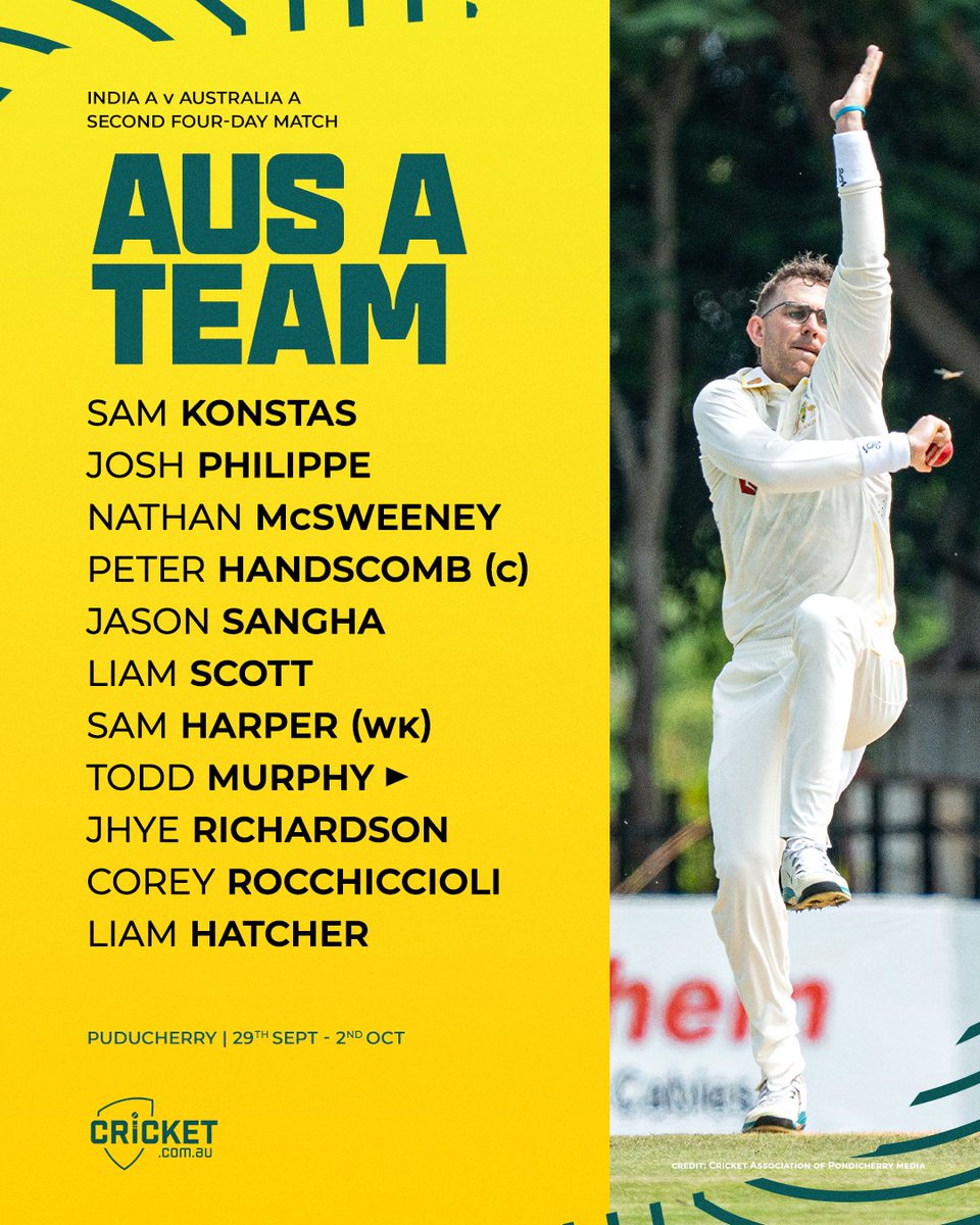 cricketcomau's tweet photo. Australia A won the toss and are batting in the second four-day match against India A, with three changes made to the side: https://t.co/1c2s9DAbL8 https://t.co/Gn8V5GxIBL