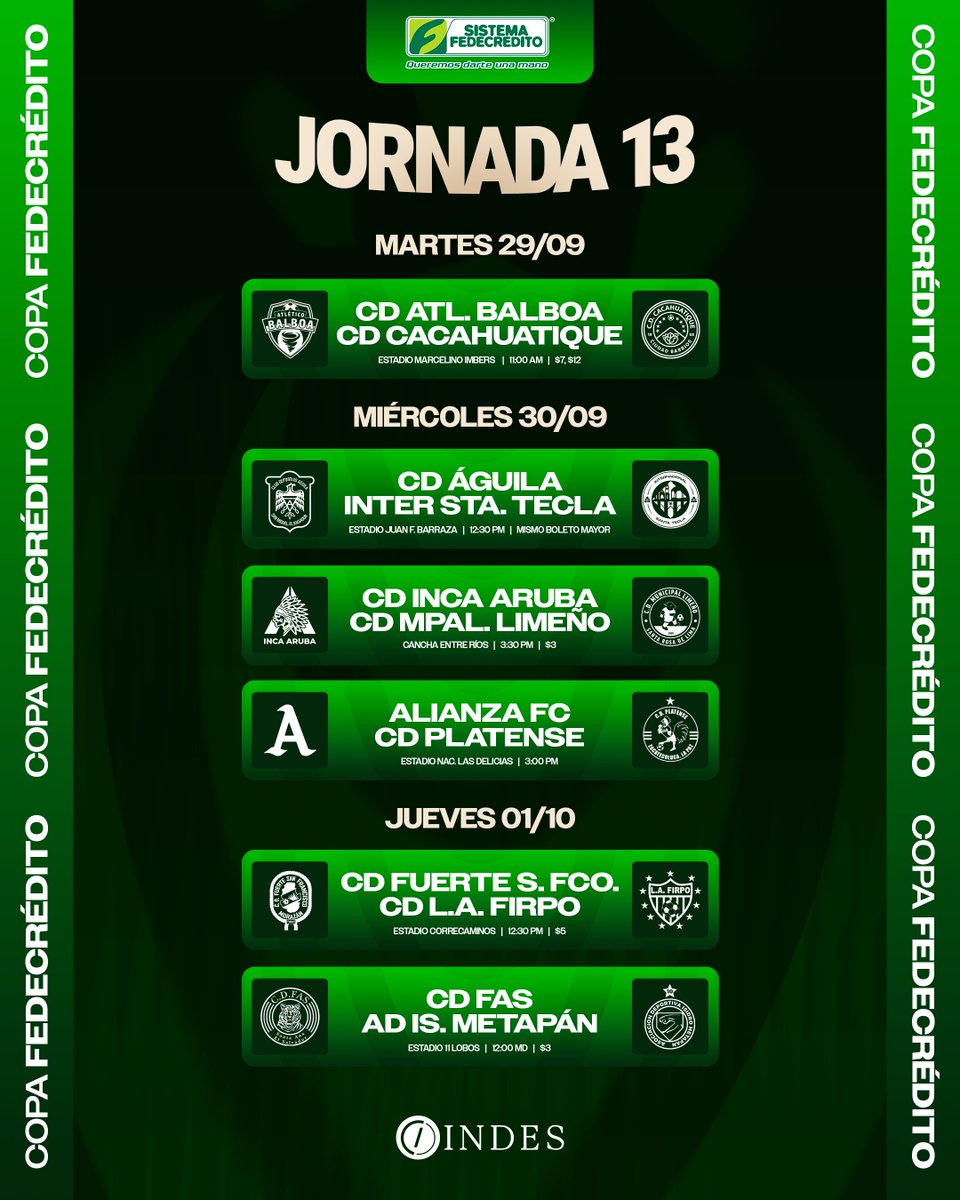 primerafutboles's tweet photo. 𝗖𝗼𝗽𝗮 𝗦𝗜𝗦𝗧𝗘𝗠𝗔 𝗙𝗘𝗗𝗘𝗖𝗥𝗘́𝗗𝗜𝗧𝗢 𝗥𝗲𝘀𝗲𝗿𝘃𝗮𝘀
Consulta los horarios de la Jornada 13 ⬇️
#Reservas #Apertura2026 https://t.co/05t8bVB2Rs