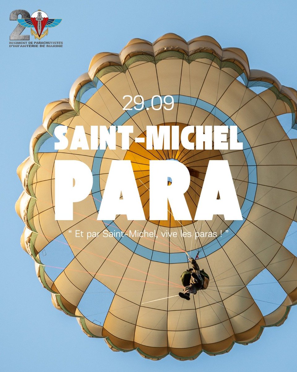 2eRpima's tweet photo. Bonne fête de la Saint-Michel ! 🪂⚡
Le 2e RPIMa souhaite une excellente journée de célébration à tous les parachutistes. Que notre saint patron veille sur nos sauts et sur nos troupes ! 
"Et par Saint-Michel, vive les paras !"
#SaintMichel #2eRPIMa #ArméeDeTerre #Parachutistes https://t.co/gHhri63QFD