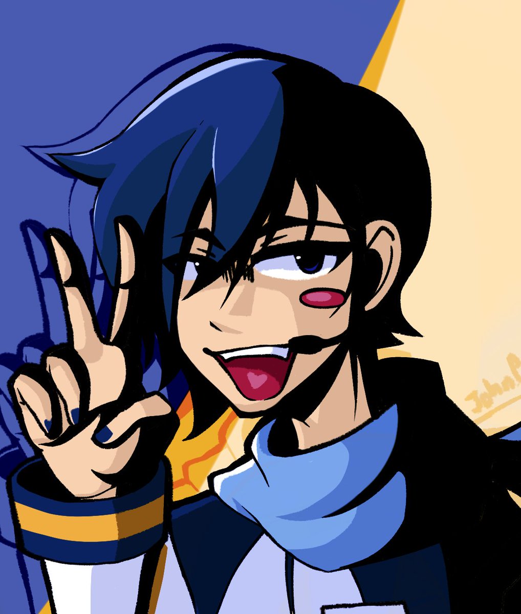 Johnpilot256's tweet photo. Drawing with finger is a bit of a challenge but thats okay #KAITO #kaitov1 #vocaloid https://t.co/ZKzn6GF26G