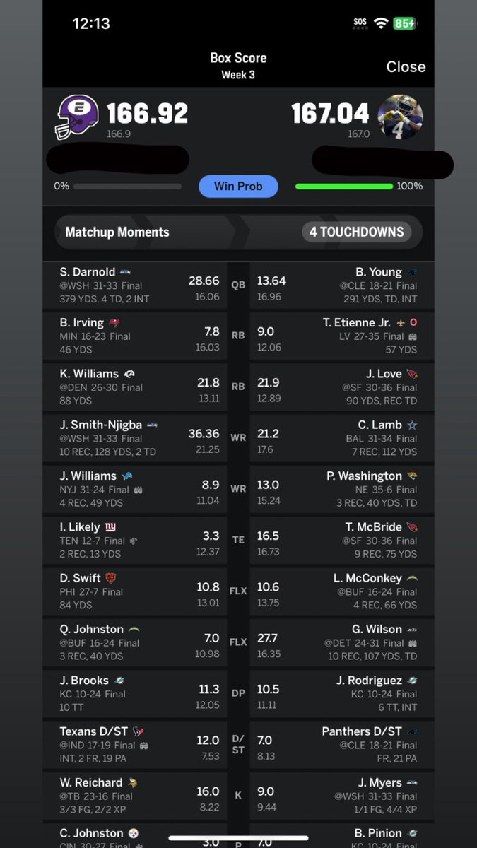 tgsflubnugs's tweet photo. Baring any scoring changes this week, I won 2 fantasy games by a total of .16
I am so tired of stressing in MnF, I just wanna have fun and watch the games man
(Week 1 Matchup, Two Week 3 Matchups)
#fantasyfootball #sleeper #sleeperfantasy #espnfantasy #espnfantasyfootball https://t.co/iYHGeJNqvJ