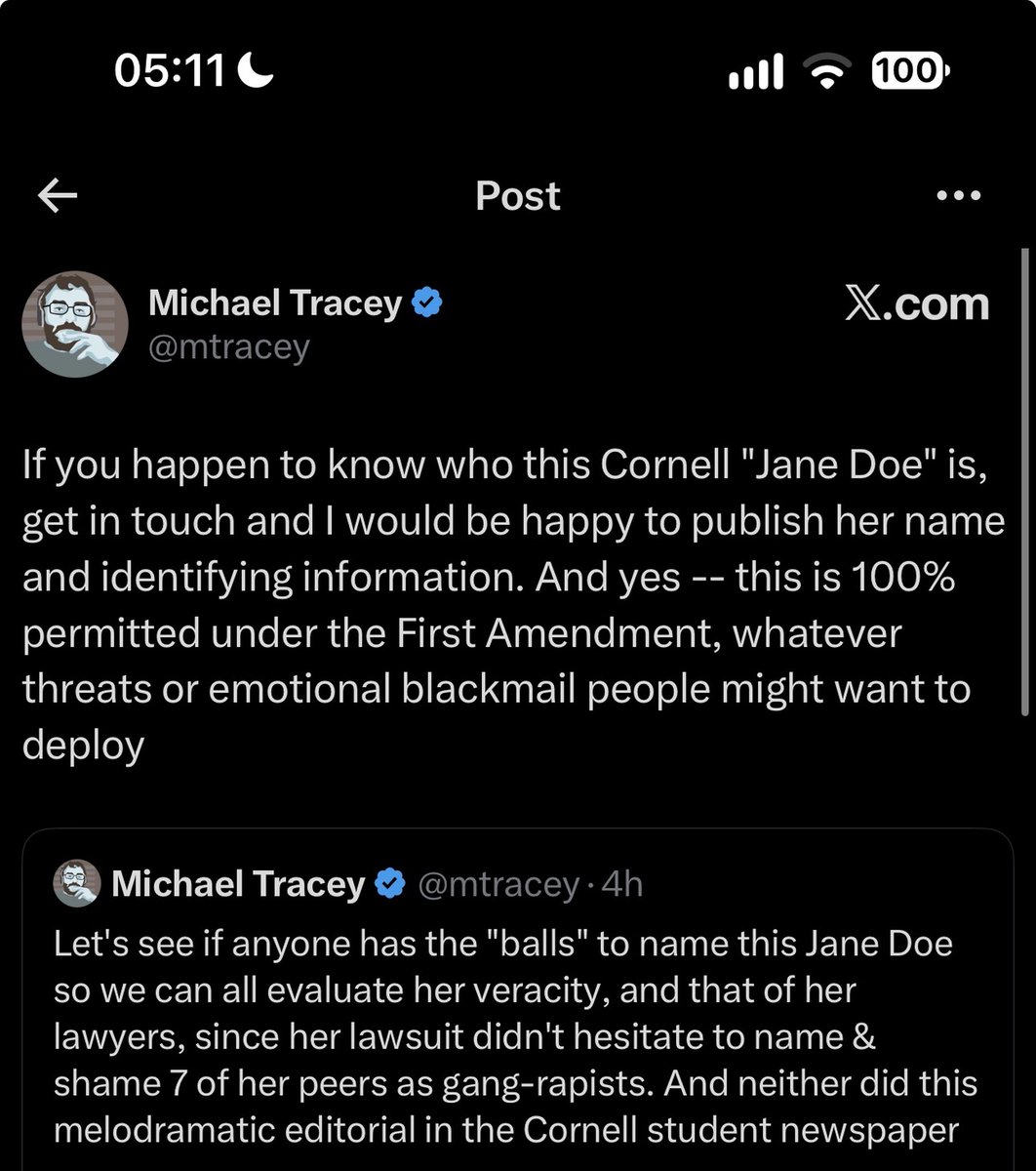 emkenobi's tweet photo. rape apologist @mtracey is trying to dox the victim and share her personal information because he is angry that she called out the men who raped her and is trying to get justice. Please report this piece of shit. https://t.co/VG7YzdgSxa