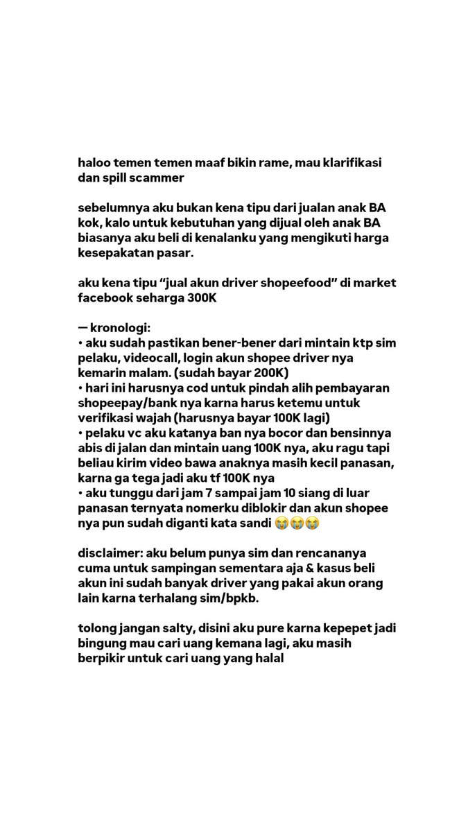 kedaiswan's tweet photo. SPILL SC4MM3R
makasih kalau mau bantu ripost 😔 
lemesshh. . . .

nge-ba lagi sepi sepinya, niat cari rezeki halal malah kena tipu 😔💔😔💔 jajan design di aku temen-temen. . . lemess uang terakhirku

aku sempet screenshot akunnya, aku lampirkan di thread di bawah https://t.co/RMgeMEbEL1