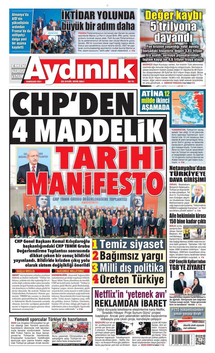 vatanpartisi01's tweet photo. "Gücümüz Milletimiz  
CHP'DEN 4 MADDELİK TARİHİ MANİFESTO" 

#Aydınlık – 29 Eylül 2026
Aydınlık, Tüm Gücünü Milletinden Alır

Gerçekleri AYDINLIK Yazar 
https://t.co/juNnnVRIgP https://t.co/tISRi8dtVv