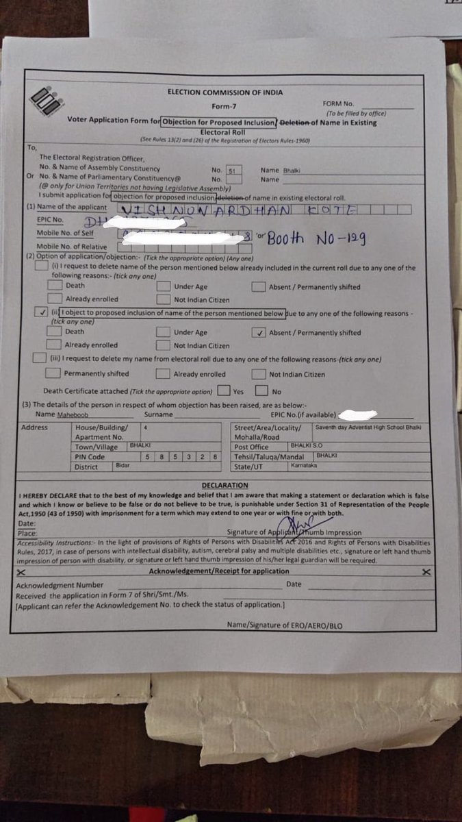 rishitaakhanna's tweet photo. SIR: Bulk Form-7 applications seeking deletion of names, largely against Muslim voters, were filed across at least four Assembly constituencies in Karnataka. In some cases, the targeted voters’ details were already printed on the forms, with only the objectors’ details handwritten
Read here: https://t.co/QOb614upYi