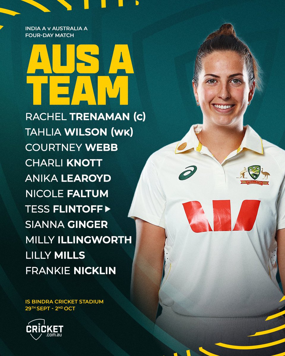 cricketcomau's tweet photo. Australia A have kicked off their only four-day match against India A and Tess Flintoff is relishing the rare red ball chance: https://t.co/bVKOBfwjUn https://t.co/rtcWWasQyQ