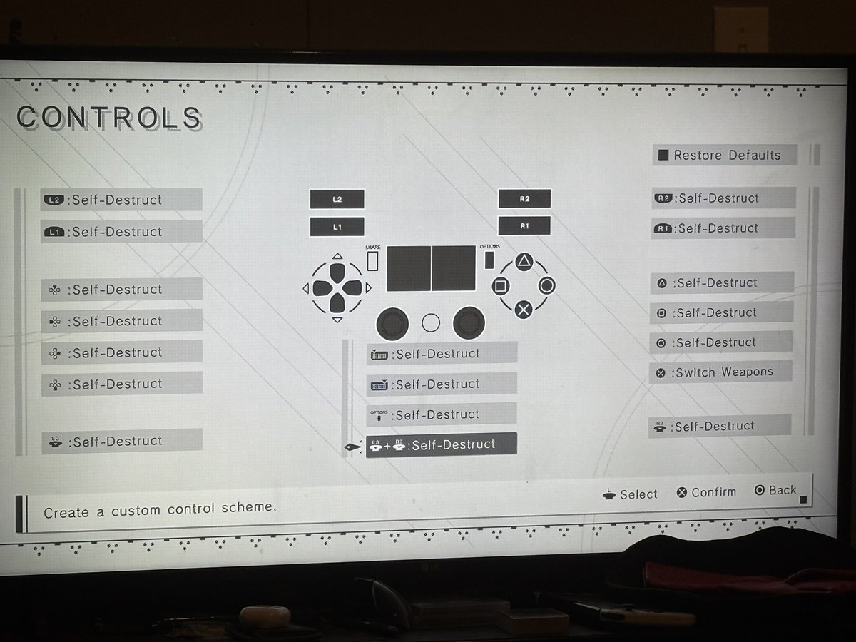 clodswell's tweet photo. Fun fact in Nier Automata you can bind self-destruct to every input at once if you want to https://t.co/Gex4Il3qeX