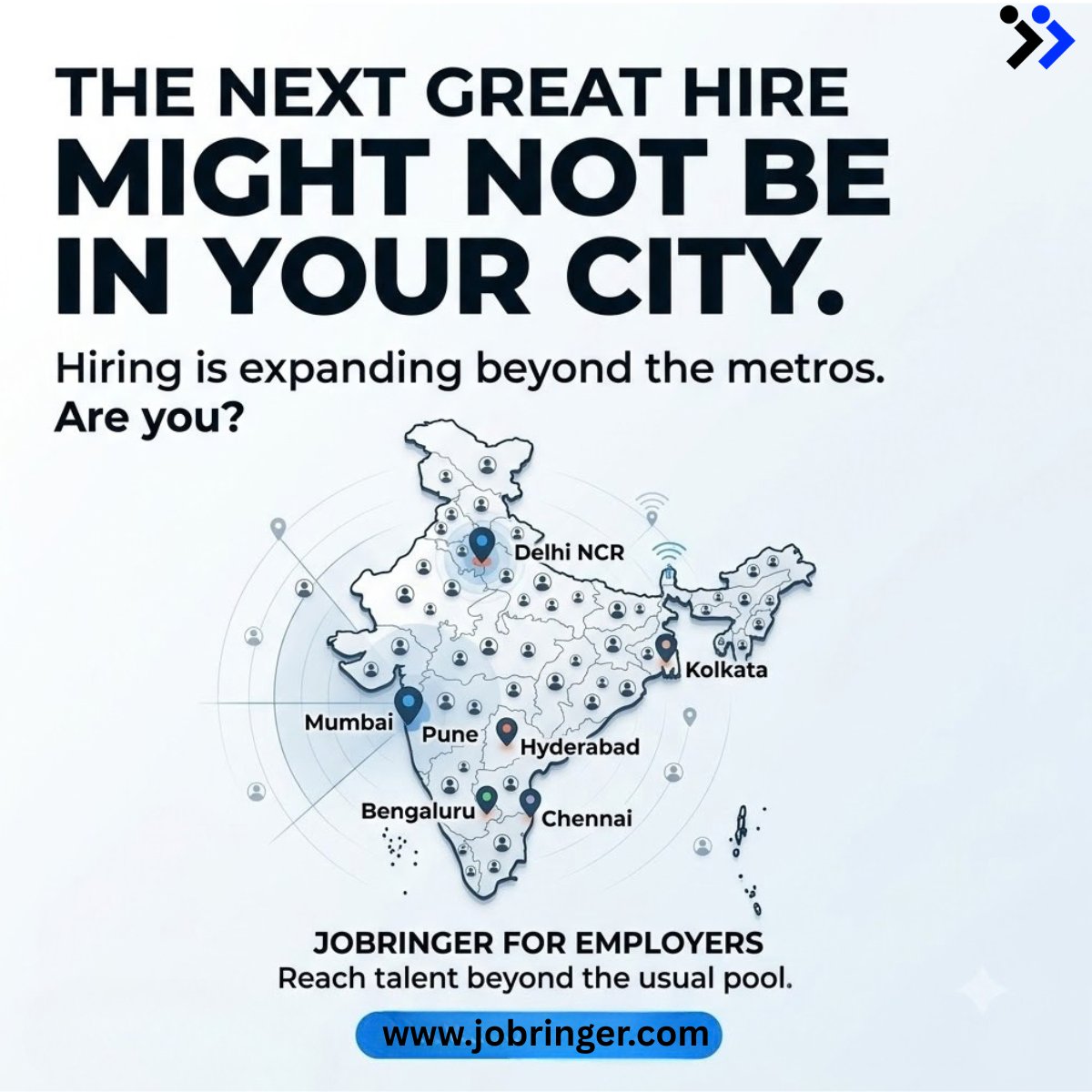 jobs_jobringer's tweet photo. The next great hire might not be in your city.
Hiring is expanding beyond the metros. Are you?
Reach talent beyond the usual pool with JobRinger for Employers 👇
https://t.co/Jdd1doSewv
#Hiring #JobRinger https://t.co/Cfeh2ByzX7