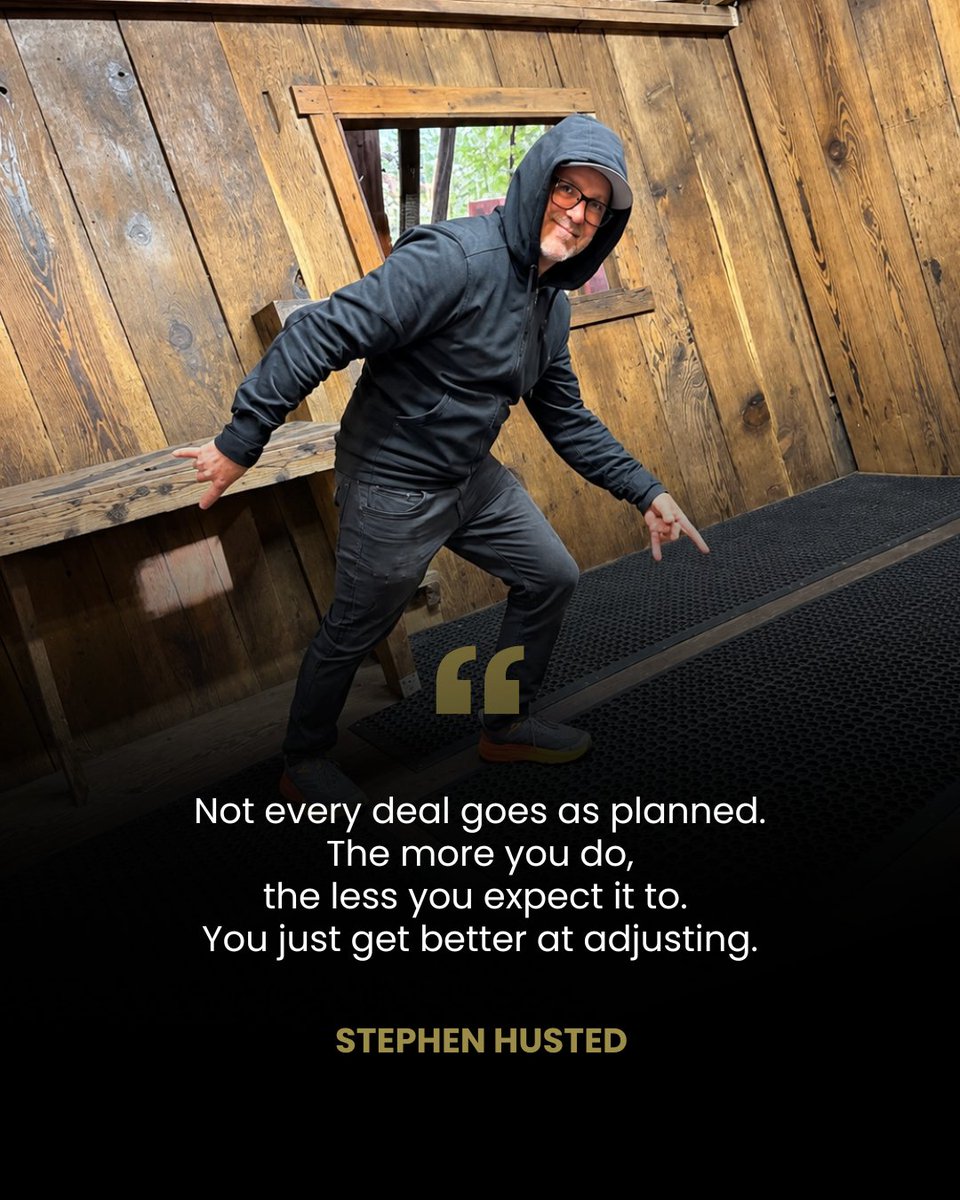 StephenHusted's tweet photo. The more deals I do, the less I expect things to go as planned. I just get better at adjusting.

Every deal comes with its own curveballs. Financing hiccups, inspection surprises, timelines that shift last minute, etc. The ones who succeed aren't the ones who avoid problems, they're the ones who've learned to pivot fast and keep moving.