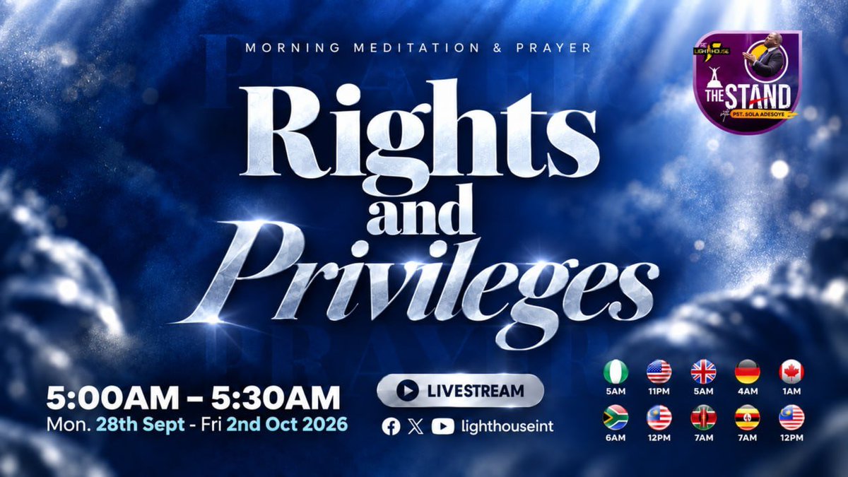 Lighthouseint's tweet photo. We sincerely apologize for the delay in today’s broadcast of The Stand with Pst. Shola Adesoye due to some technical challenges.

Our team is working to resolve the issue, and the broadcast will be live shortly.

Thank you for your patience. 

Please stay tuned. https://t.co/BZpvJvpY3X