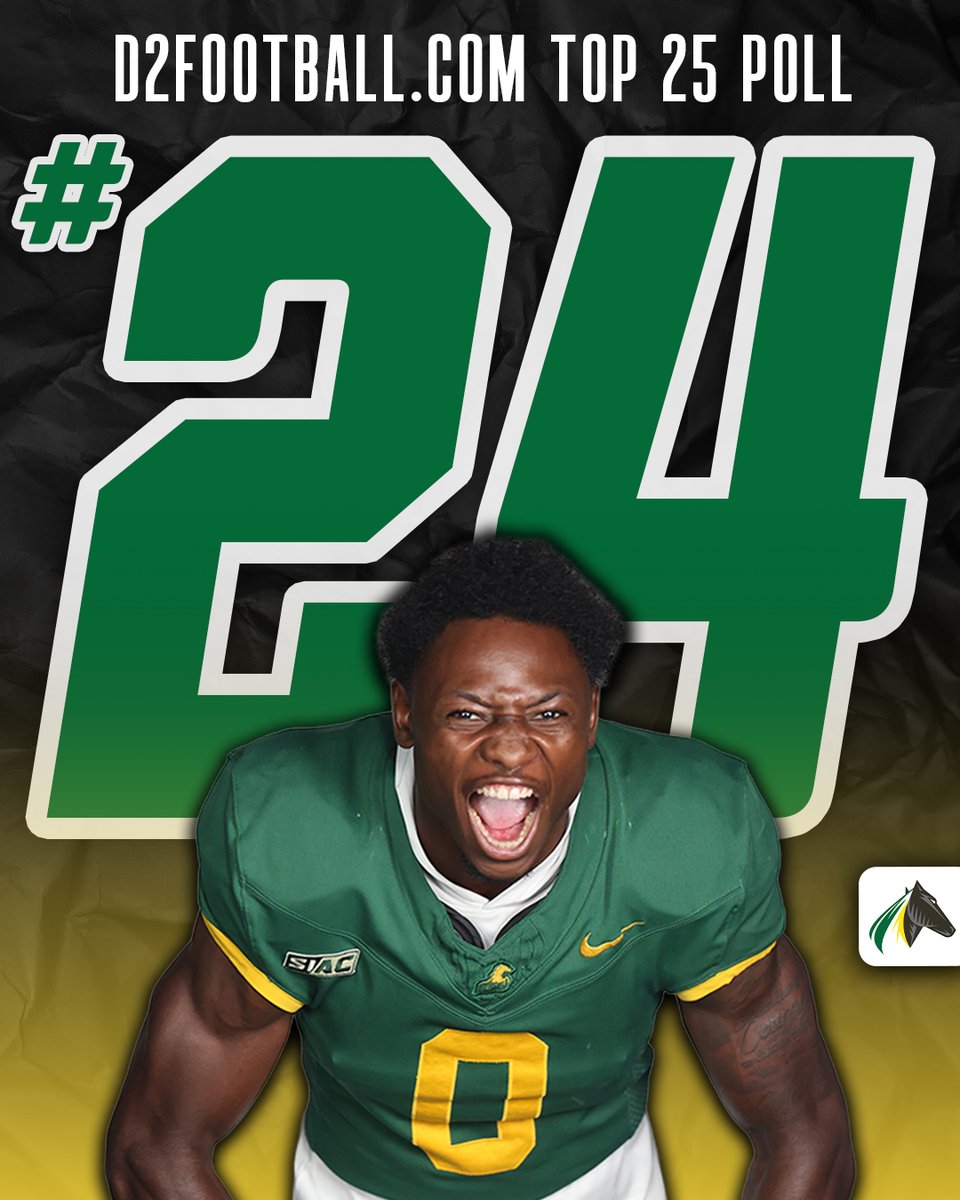 KYSUAthletics's tweet photo. FB | RANKED.
Kentucky State checks in at No. 24 in this week’s https://t.co/xqjT9ZPOwZ Top 25!

The Thorobreds are 4-1 following their first victory over Albany State since 2003.

#KSUFB https://t.co/fnWSMmqXMI