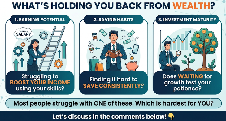 t_raajan's tweet photo. High income alone won’t make you wealthy.

You need 3 things:
Earn with skill.
Save with discipline.
Invest with patience.

Most people fail at one.

Which is harder for you: earning more, saving consistently, or staying invested? https://t.co/MHvD2YkuGk