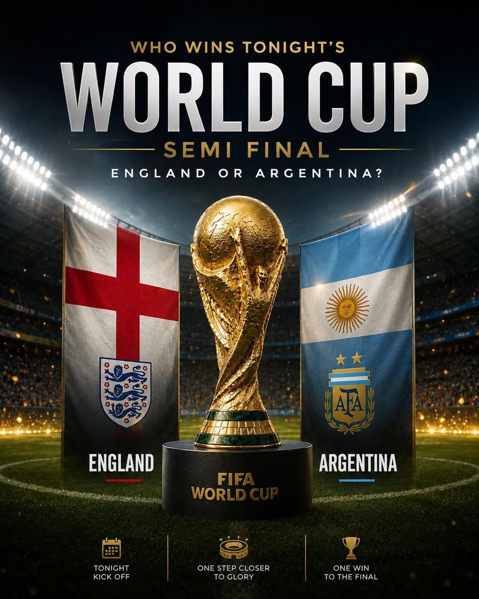 sudeaylin13's tweet photo. England vs Argentina tonight: one side sings “it’s coming home, ” the other reminds us they’re world champions. Neutrals are waiting with tea for VAR and the comments to go wild. Who’s making the final? https://t.co/cWsLMxDFEM