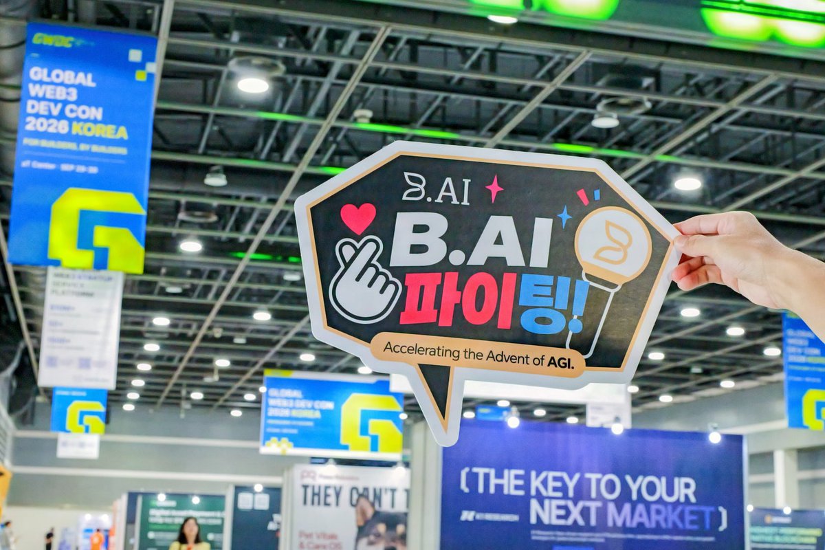 BAI_AGI's tweet photo. Seoul, we’re here! 🇰🇷👋

https://t.co/Yl2KG97Eb1 is at #GWDC2026KOREA. If you’re at the venue, come say hi, meet the https://t.co/Yl2KG97Eb1 team, and talk AI, Web3, Agents, and what’s next.

#BAI #GWDC2026 #AI https://t.co/c8DMJgoaSW