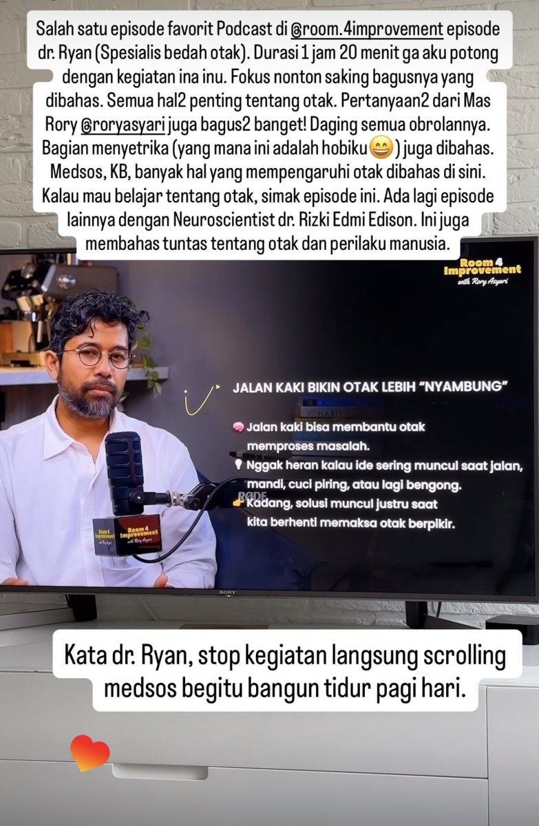 Denald's tweet photo. Aku baru selesai baca satu buku yang bagus banget!! Aku bikin story tentang ini dan mau kubagi di sini. Tentang pentingnya otak istirahat. Plus aku bagi rekomendasi podcast yang membahas tentang otak juga. 

Aku memang setahun ini sedang belajar serius ttg ilmu otak. Menarik! https://t.co/aMaa8kHY4U