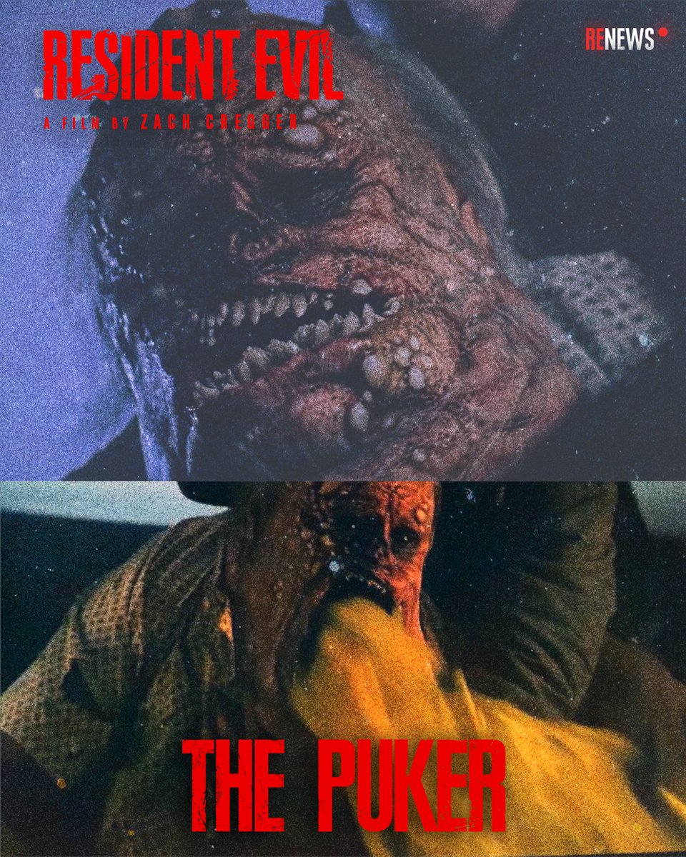 RENews_X's tweet photo. 🤢 Interesting details about bringing The Puker to life in Zach Cregger’s RESIDENT EVIL.

The performer behind The Puker shared some details about the creature and what it was like filming his scenes.

• According to the performer, around 85% of The Puker was practical.

• The puke was practical too. The main suit had PVC pipes running along his back, leg and chest. Two larger pipes fired the fake puke using CO₂ tanks.

• The pressure was strong enough to actually push his head backwards when it fired.

• Finding the right performer wasn’t easy. The production needed someone with a very specific body type.

• Legacy Effects built The Puker suit specifically around his body. It took almost four months to make, with fittings and tests almost every week.

• There were two versions of the suit. One for stunt work and the main suit used for his performance.

• Zach Cregger worked directly with him on how The Puker should move and behave, while the stunt team handled the action and choreography.

• For the elevator shaft scene, he flew to Prague and had only about two rehearsals. The set wasn’t even completely finished while they were practicing.

• Zach Cregger wanted him to fall about an inch away from the camera lens. Parts of the elevator shaft walls were removed and mats were added in case he went too far.

• The shot of The Puker vomiting down toward Bryan was done for real. In another shot, he asked Zach if he should aim to the left or right of the camera. Zach basically told him to puke straight onto the camera.

• He also said Zach Cregger’s storyboards were incredibly close to what they actually shot. Even his face and position while falling down the elevator shaft matched the original storyboard.

• He also came up with his own backstory for The Puker. He imagined him as an innocent patient, a sick accountant who went to the hospital for a colonoscopy and ended up getting infected.

(via: WAT gaming)