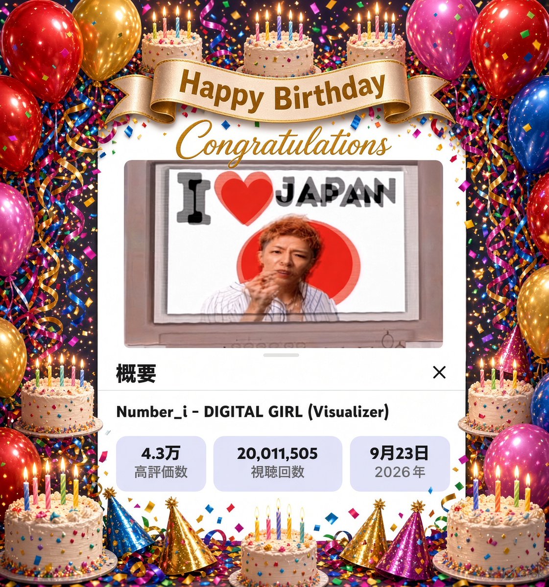 Memi312722's tweet photo. DIGITAL GIRL2000万回
達成おめでとう🎉
岸くんのお誕生日に達成で
ダブルで嬉しい

#Ni_DIGITALGIRL
 #Number_i_iLYs
 #Ni_DIGITALGIRL_20M https://t.co/VnCJzqEPsF