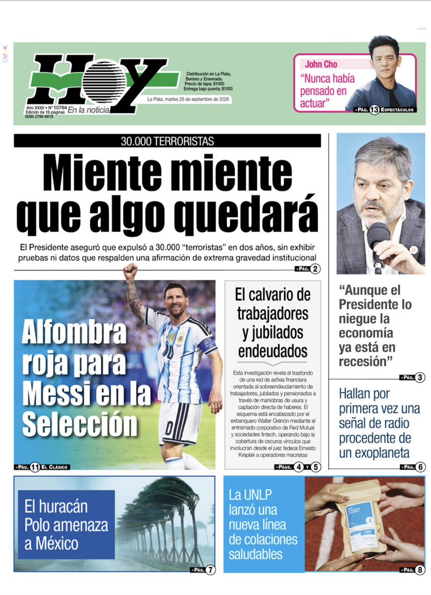 diariohoynet's tweet photo. 🇦🇷🗞️☀️ #LaPlata | #TodoLoDemásEsVerso | https://t.co/11GzOK9dxy | #HOYenLaNoticia
▶️📷✅La tapa del Diario #HOY de #LaPlata del MARTES 29 de  SEPTIEMBRE de 2026

📣 #VersionPDF 

https://t.co/MnGkTXLxfl

📢#VersiónInteractiva 
https://t.co/aAOLVFzhNQ… https://t.co/wnPIYBtZxV