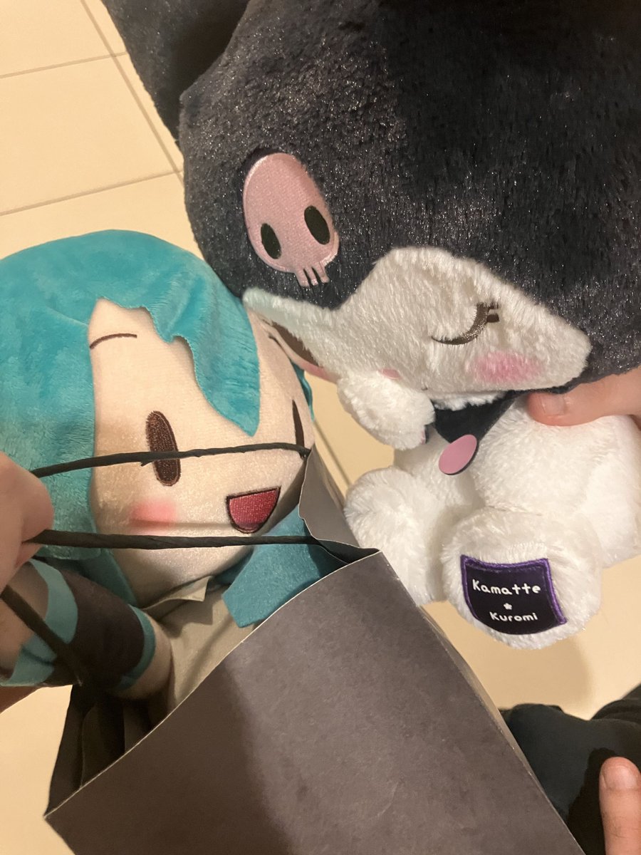 KoMinoto2805's tweet photo. They say a chud like me (artist, prosek player, high rank in some shooter games) can't pull.

Hope/Yuri never dies
(Also our two plushies we won for eachother. Yes I got the Kuromi because of Ena) https://t.co/aGKBjy6rip