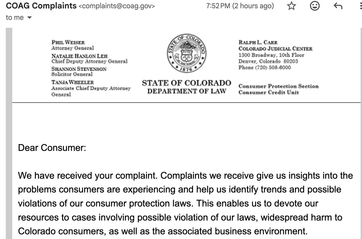 makejdm's tweet photo. hi again, @Chase and @subaru_usa -- since I don't have your email addresses, here's a complaint I just filed @COAttnyGeneral. I've been unable to get $, other info. about ending my lease early due to poor business practices after I ended my past lease. thanks! 1/2 https://t.co/x2LtICpzFi