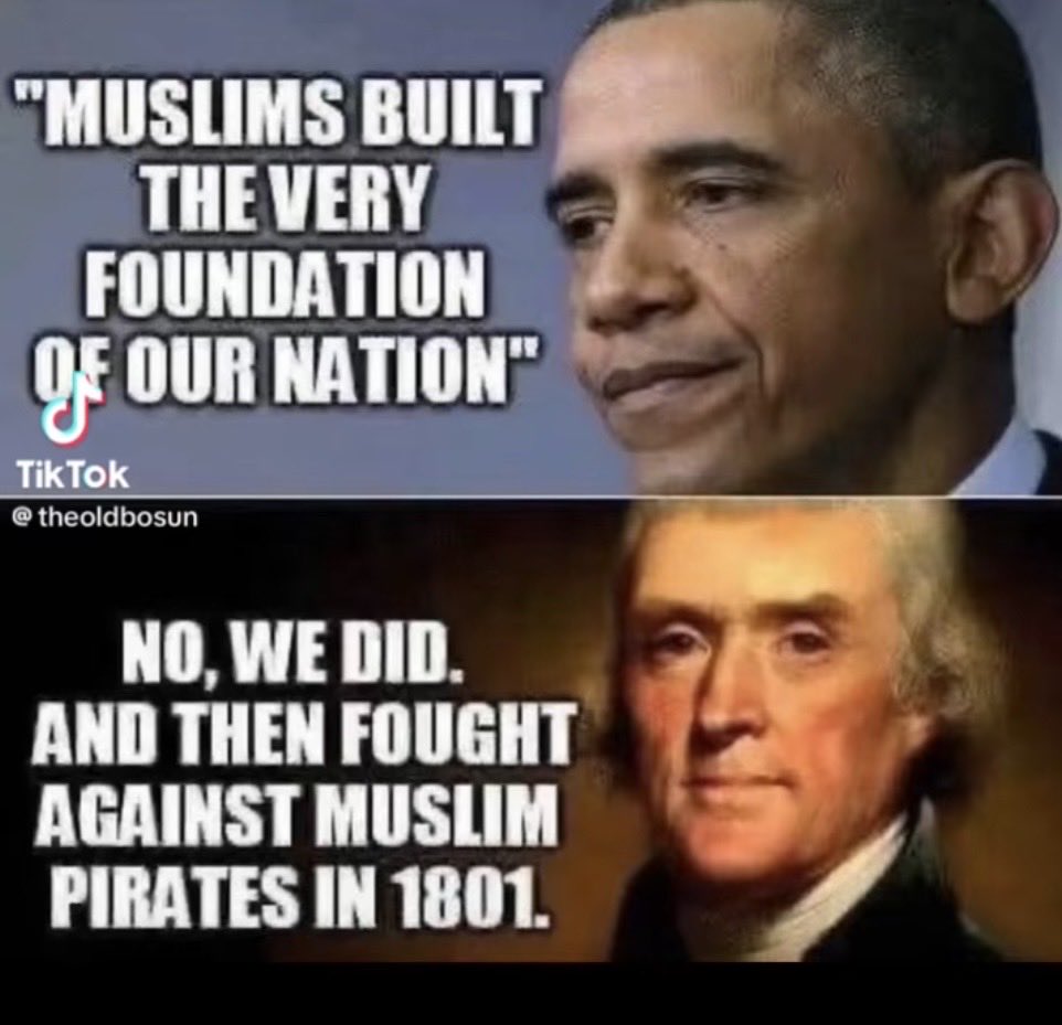 NowPammsy's tweet photo. Well, Barack you &amp; Omar certainly want us to believe this is true! 🙄

Nope… it’s not! 👇🏻 Go back and think Mayflower! 

Evidently you didn’t study American history!  

Now we’re fighting to get Muslims out of our nation you brought in, Obama! https://t.co/ExALS402eA