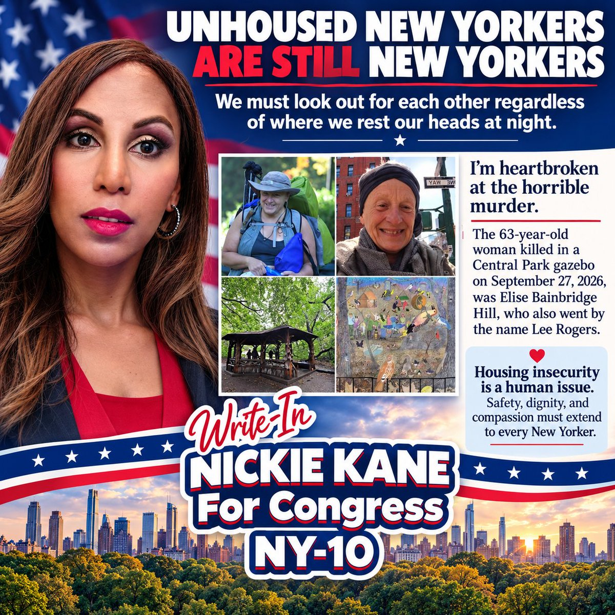 NickieKane4NYC's tweet photo. Elise Bainbridge Hill, also known as Lee Rogers, was a New Yorker, and her life mattered. Her death is heartbreaking, and it is a painful reminder that unhoused people deserve safety. 👇
#HousingIsAHumanRight #UnhousedNewYorkers #CompassionForAll #NYCCommunity https://t.co/NKjOe0jsRk