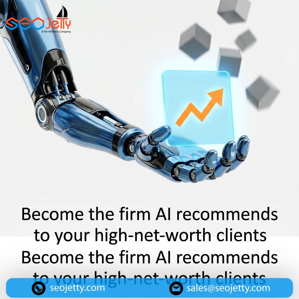 SEOjetty's tweet photo. Your next HNW client isn't Googling. They're asking AI for financial advice. With Generative Engine Optimization (GEO), we make your firm the authority AI cites, not an invisible source. Be the answer. 🤖 https://t.co/K0A4FOnMUq #GEO #WealthManagement #AI https://t.co/MOqyqnOZDs
