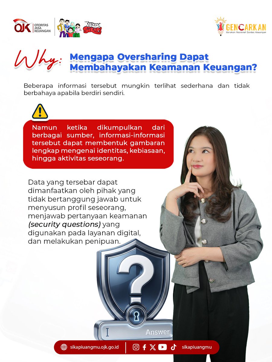 IntanCharamel's tweet photo. Kemudahan teknologi memang membuat aktivitas keuangan menjadi lebih praktis. Namun di balik itu, setiap orang juga memiliki tanggung jawab untuk menjaga data pribadinya. Ingat, pelaku kejahatan digital tidak selalu membutuhkan seluruh data sekaligus. https://t.co/vQY6cRIOM0