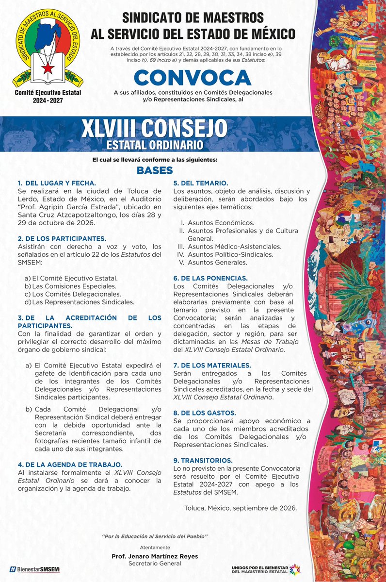 viquez_arturo's tweet photo. Lanza #convocatoria #SMSEM a #Delegados y #RepresentantesSindicales al XLVIII #ConsejoEstatalOrdinario
@SMSEMmx
@secti_edomex
@delfinagomeza
@Pto_Expresion
@espitia_oscar
https://t.co/aPsscMVPOQ https://t.co/a1LKJJVWkr