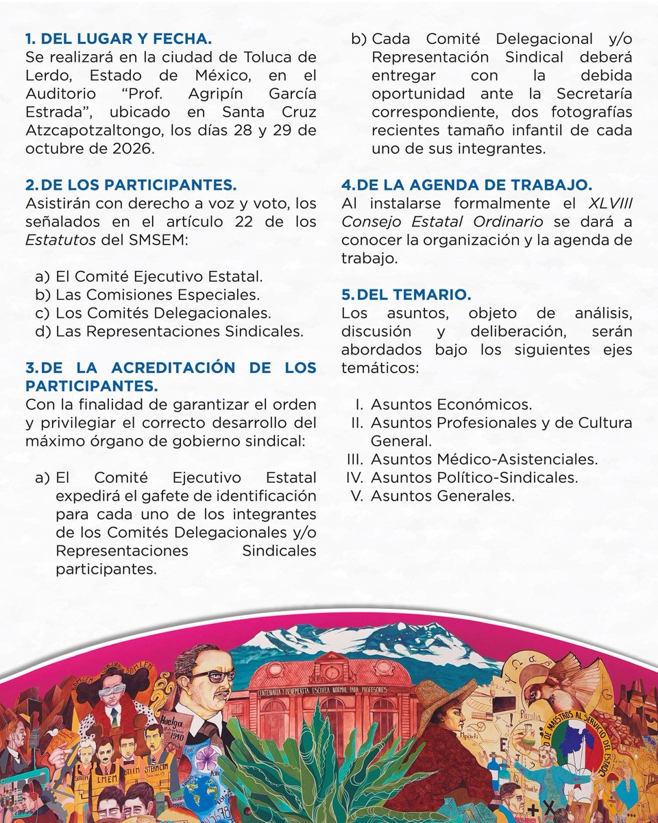 viquez_arturo's tweet photo. Lanza #convocatoria #SMSEM a #Delegados y #RepresentantesSindicales al XLVIII #ConsejoEstatalOrdinario
@SMSEMmx
@secti_edomex
@delfinagomeza
@Pto_Expresion
@espitia_oscar
https://t.co/aPsscMVPOQ https://t.co/a1LKJJVWkr