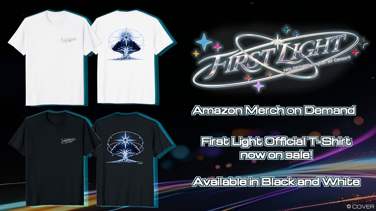 HOLOSTARSen's tweet photo. 🌟HOLOSTARS English 1st Concert "First Light" Merch Info🛍️

The first drop is here! 👀
Check out the official #FirstLight2027 T-shirt, available now!👕 

🛒Shop here
https://t.co/wTeyzGQnRt https://t.co/1rYdtenGyU