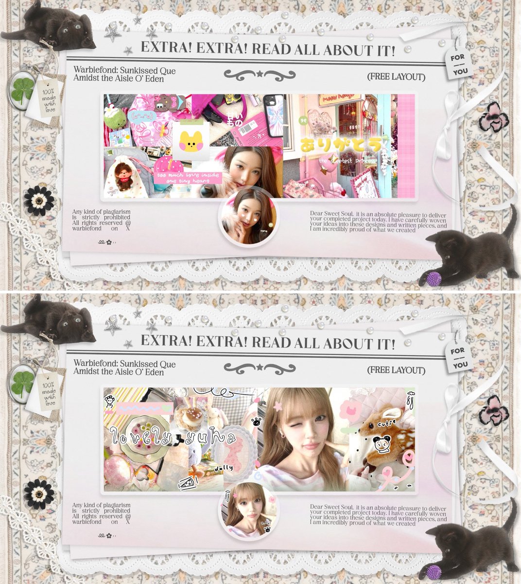 warbiefond's tweet photo. Help repost, guys! ★ Kabar kecil—Daisy ingin berbagi 4 FREE layout ready stock dibawah ini dengan 𖦹 syarat; repost ini + reply dipost ini wish yang baik-baik untuk Daisy dan kamu juga ♡ ⋮ Diumumkan hari ini, jadi ayo ikutan! Scroll for details, ya :9 #zonauang https://t.co/zEv9vidDmL