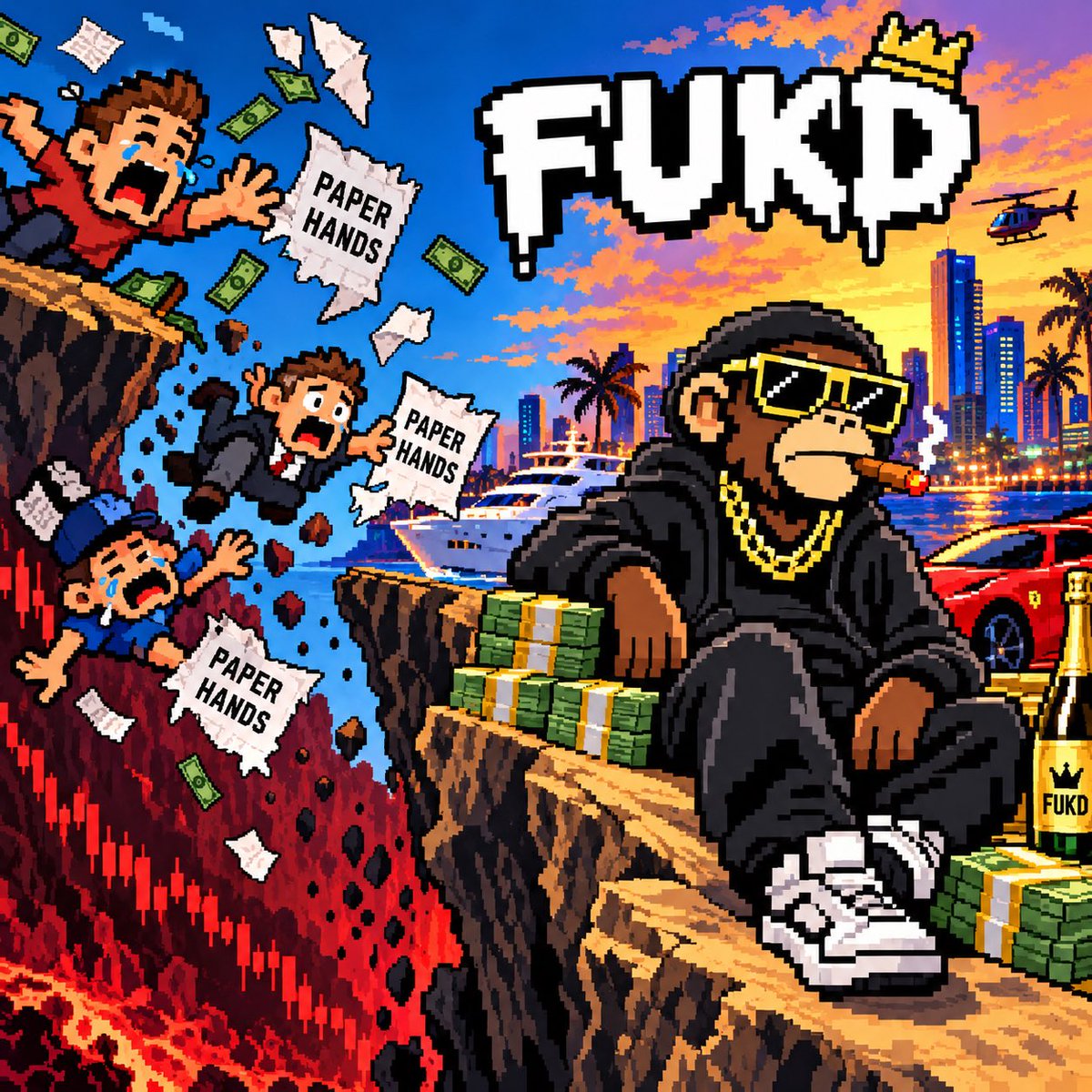 FINANCIALLYFUKD's tweet photo. Paper hands sell. Apes hold. 👑💨

They panic at the dip.
We see the opportunity. https://t.co/bgHilD2fgE