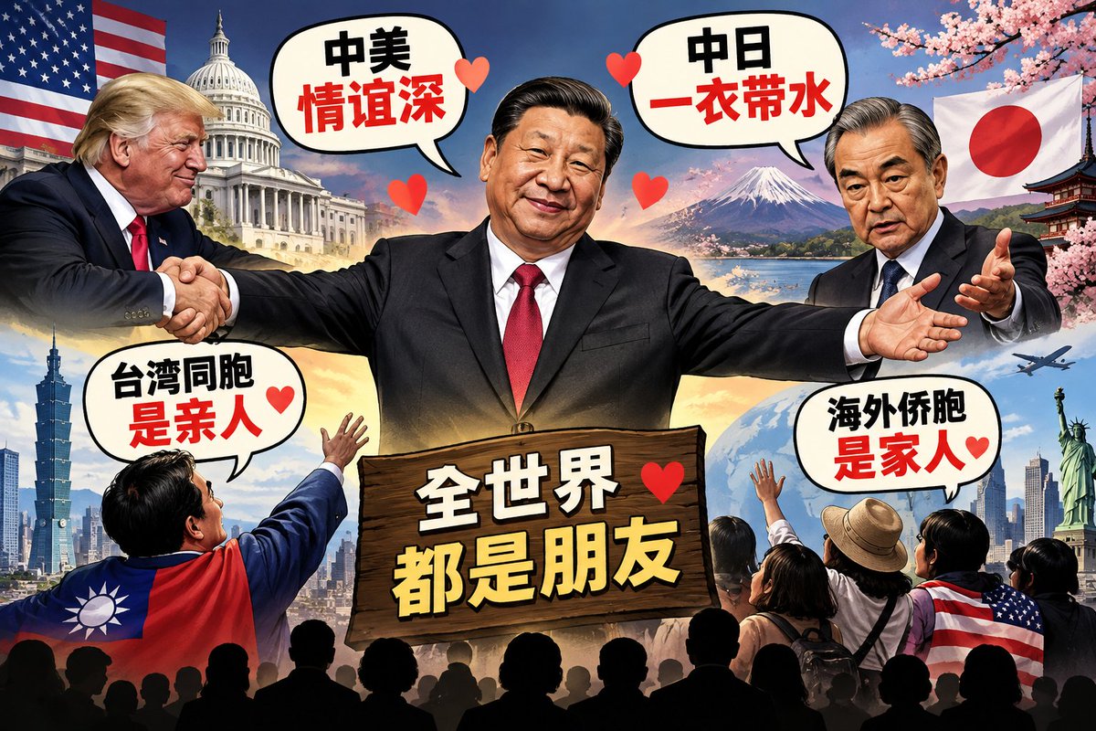 lyu3721's tweet photo. 今天的“惊天新闻”， 战狼已死！

王毅开始呼吁中日关系正常化。

习近平这边讲中美“二战情谊”，
王毅那边又念起中日“一衣带水”。

照这个节奏下去——
台湾同胞是亲人，海外侨胞是家人，
美国是老朋友，日本是好邻居……

外交辞令���以一夜回暖，
真正值得观察的，是政策会不会跟着变。 https://t.co/AvkUj56j4p