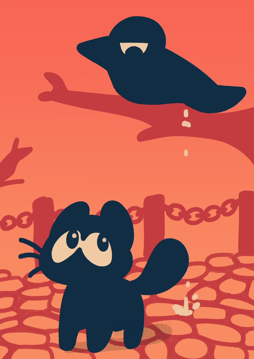 Monkigami's tweet photo. Crow &amp; Cat https://t.co/hvvCCQuCwH