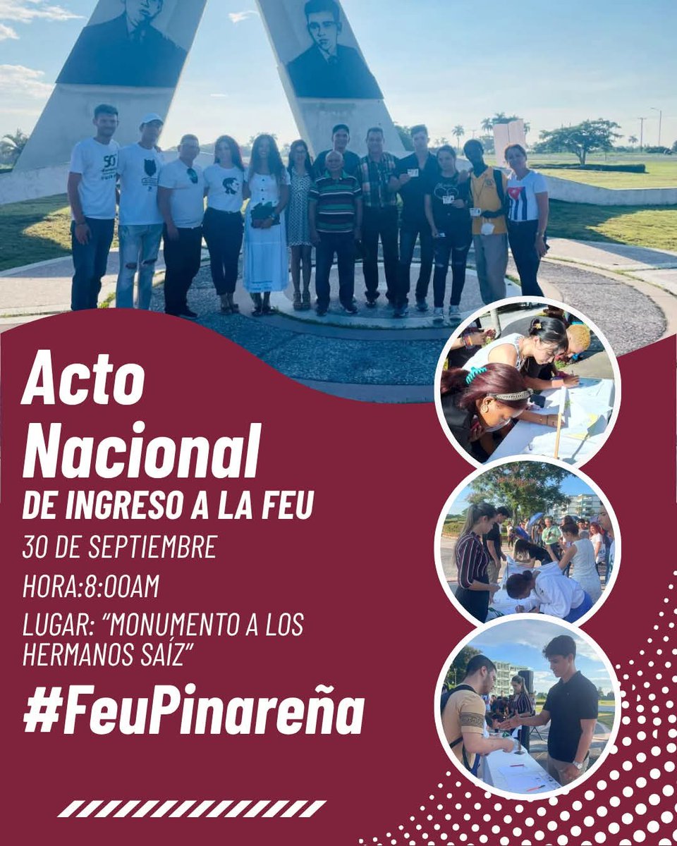 JorgeLu10077467's tweet photo. #📢🇨🇺 Acto Nacional de Ingreso a la FEU 30 de noviembre, #FeuUpr #FeuUCMPinar #PinarDelRío https://t.co/52L7lI3cGr