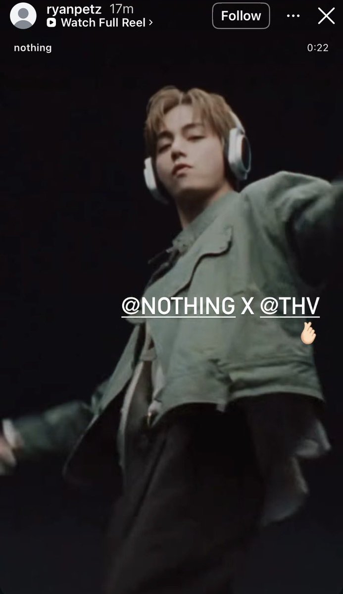 VonTidal's tweet photo. Ryan Petz, Global Celebrity Director at Nothing reposted Taehyung x Nothing reel on instagram story

“@‘nothing x @‘thv 🫰🏻”

🔗 https://t.co/VpTcbSUTiK https://t.co/NZbODSO4OE