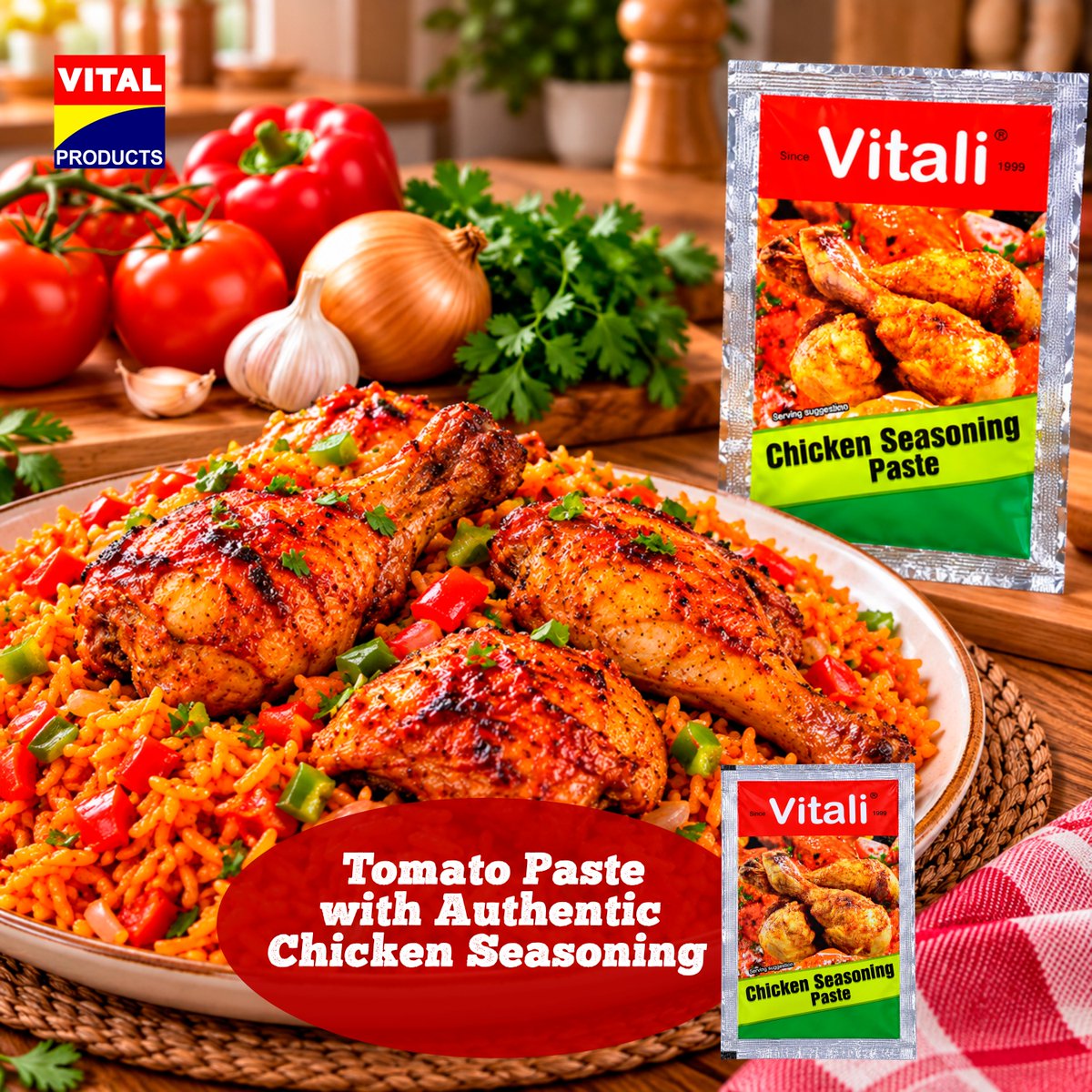 VProductsplc's tweet photo. Tomato Paste with authentic chicken seasoning....Vitali Chicken Seasoning Paste.

#VitalProducts #VitaliChickenPaste https://t.co/cH1b1UphNG