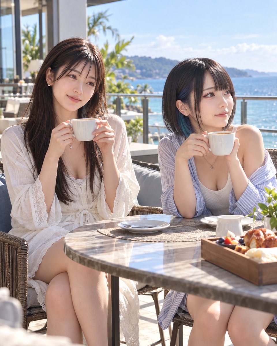 momo_scgresorts's tweet photo. おはようございます☀️

朝食の前に、海を眺めながらコーヒータイム☕️🌊

なっちゃんは朝から元気。
私はまだちょっとだけ眠い…☺️

でも、この景色を見ながら飲む一杯は最高 https://t.co/LSAtZBIUf9