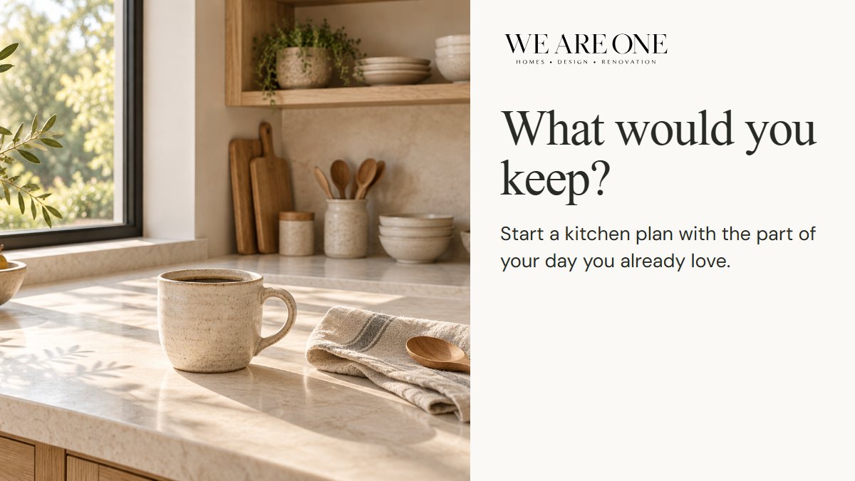 weareonemag's tweet photo. Before choosing cabinets, notice an ordinary morning. What works? What gets in the way?

Start your kitchen brief with three headings: Keep. Change. Ask.

What would you keep about your kitchen?

https://t.co/hMJHkwv0Kz https://t.co/HwhImWuNgR