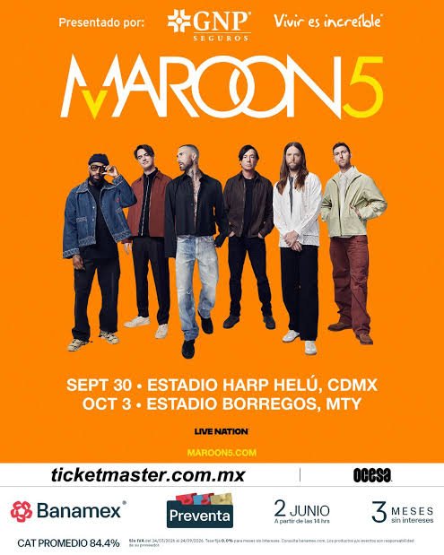 FILTERMexico's tweet photo. #RegalosFILTER El día de mañana regalaremos boletos para que vean a Maroon 5 en el Estadio Harp Helu de CDMX y también para el concierto de Motorama en el Auditorio Nacional. 

Follow: https://t.co/4TSqHomBYe y ¡RT! 👁 https://t.co/vhxoRA25r9