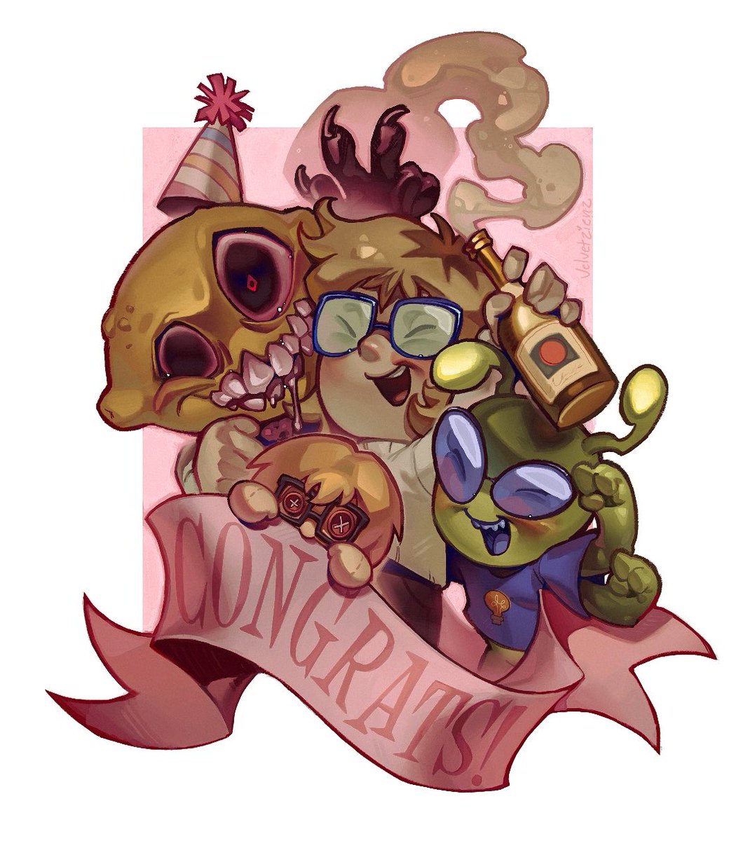 Velvetzienzz's tweet photo. This was supposed to be a quick doodle 😭 
But congrats to @itchyluff for their plushie campaign being a huge success, they are such an inspiration to me and so many others, I’m so happy that the hard work is paying off and they are getting the appreciation they deserve 🥹 https://t.co/BpidgkmNS2
